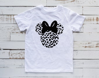 T shirt minnie mouse youth con stampa animale personalizzata - Disney Cheetah Leopard Safari Kids T Shirts - Nome personalizzato Disney Shirt