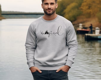 Felpa girocollo unisex per adulti con design del castello magico Disney - Disney Trip Family Matching