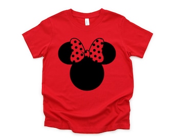 Minnie Mouse with Polka Dot Bow Disney Kids Shirt - Infant Toddler & Youth Shirt - Minnie Ears