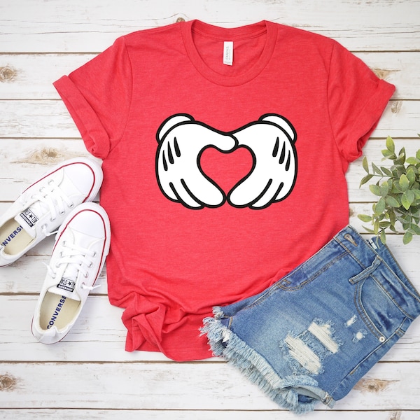Mickey Hands Forming Heart Shape - Love Valentine T Shirt - Disney Valentine's Day - Mickey Mouse Favorite Tee