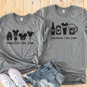 Snacking for Two - Drinking for Two - Funny Disney Couples Shirt - Matching Disney Shirts - Pregnancy Announcement Disney Shirt
