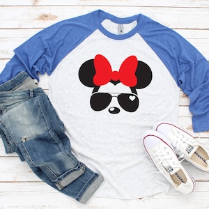 Minnie Mouse Aviator Raglan T Shirt 3/4 sleeve Disney Family Matching Shirts