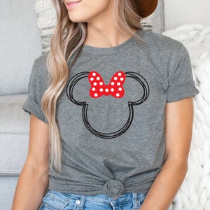 Scribble Minnie Polka Dot Bow T Shirt- Disney Trip Matching Shirts - Minnie Mouse T Shirt - Cute Minnie Shirt