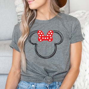 Scribble Minnie Polka Dot Bow T Shirt- Disney Trip Matching Shirts - Minnie Mouse T Shirt - Cute Minnie Shirt