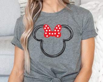 Scribble Minnie Polka Dot Bow T Shirt- Disney Trip Matching Shirts - Minnie Mouse T Shirt - Cute Minnie Shirt