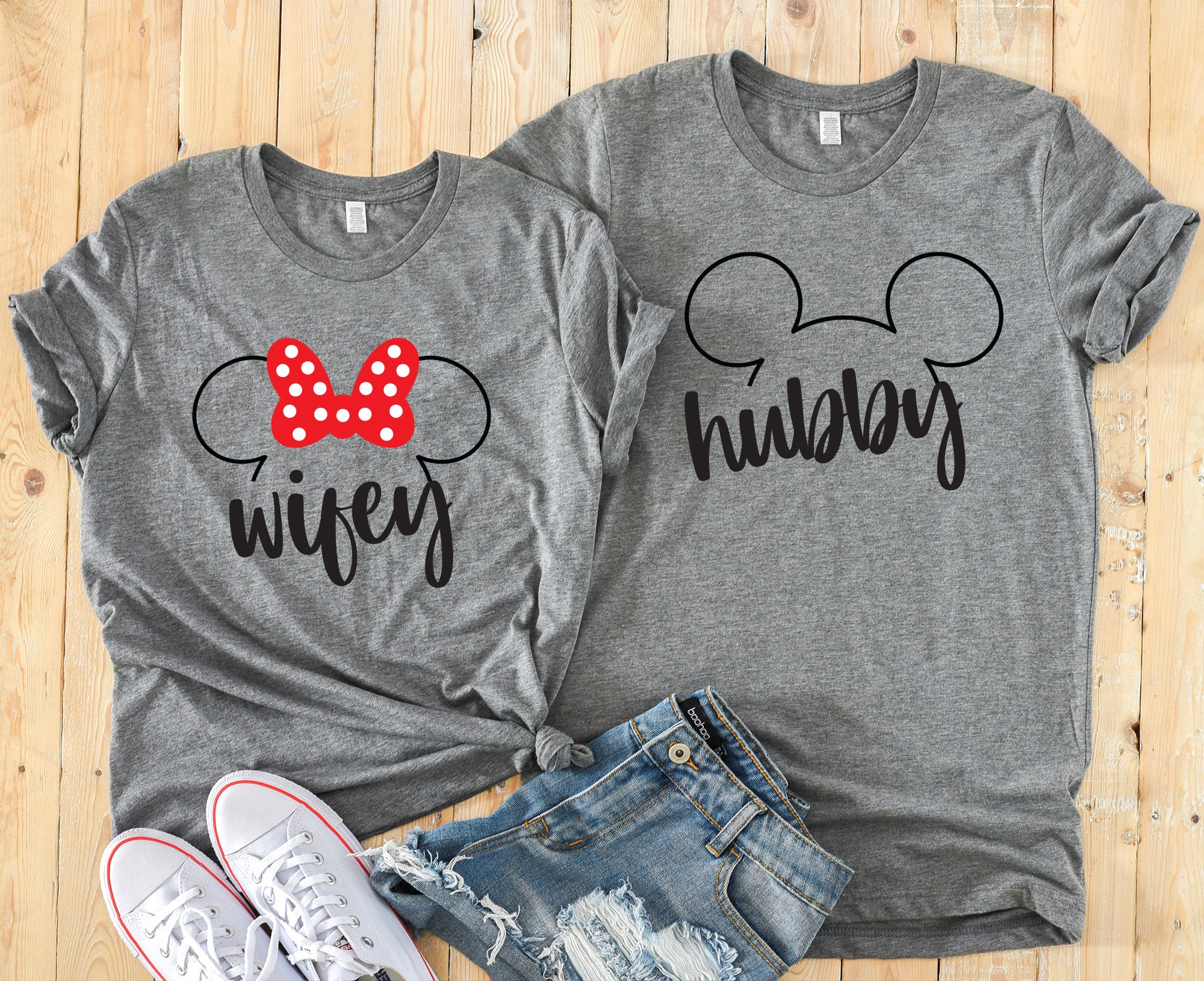 Esposo y esposa Parejas de Disney Combinando camisetas unisex