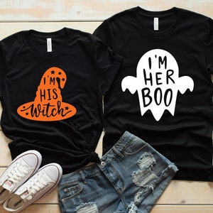 His Witch Her Boo Matching Adult T Shirts - Couples - Matching Shirts