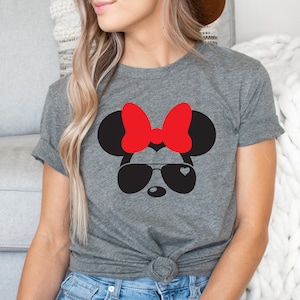 Aviator Minnie t shirt - Disney Reise Passende Shirts - Minnie Maus T Shirt - Süßes Minnie Shirt - Minnie mit Sonnenbrille