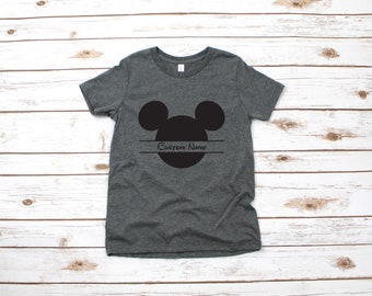 Camisa personalizada de Mickey Mouse Monogram - Camiseta de Disney para niños pequeños - Camisetas de Mickey Kids - Nombre personalizado Monograma De mickey camisa