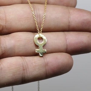 Feminist Venus Symbol, Gender Symbol Necklace, Gold Plated Venus Symbol, Necklace Pendant