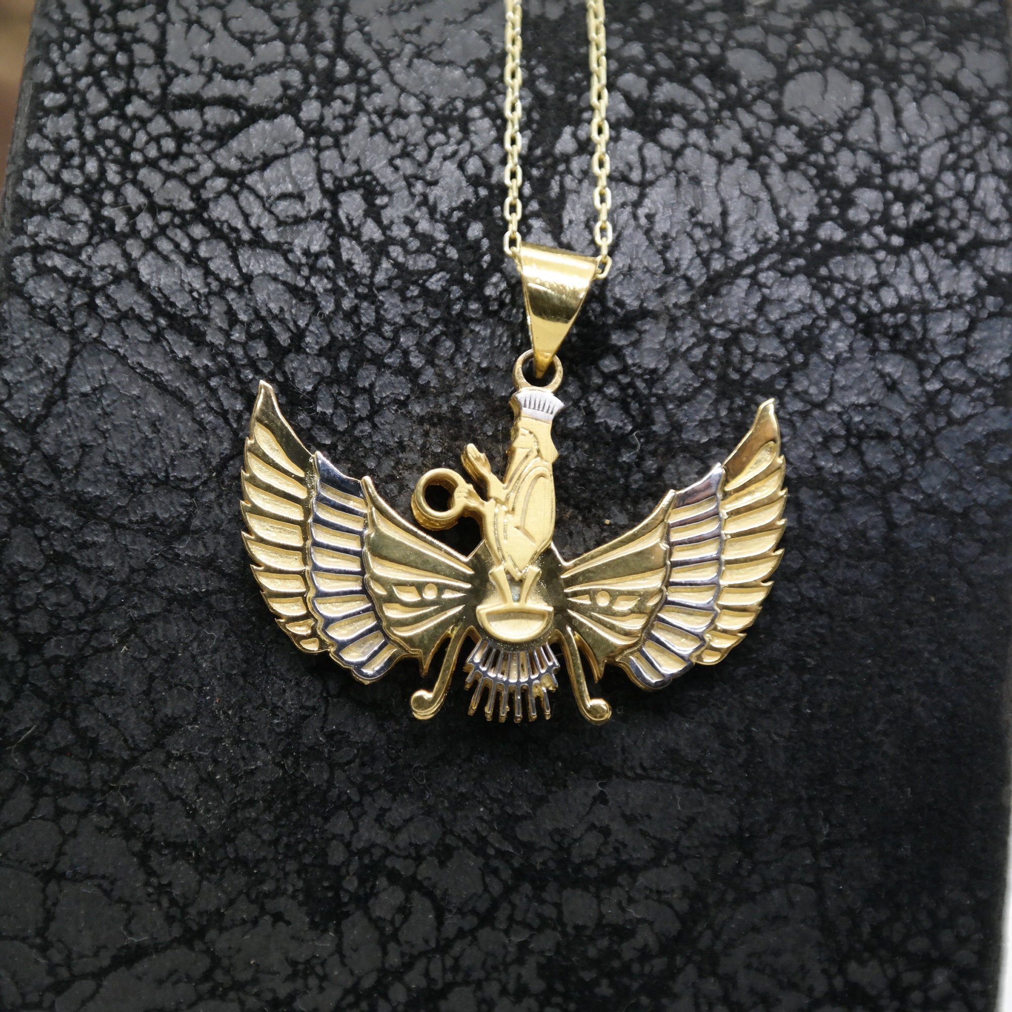 Ahura Mazda Pendant, Ormuzd Necklace, Faravahar Pendant, God of