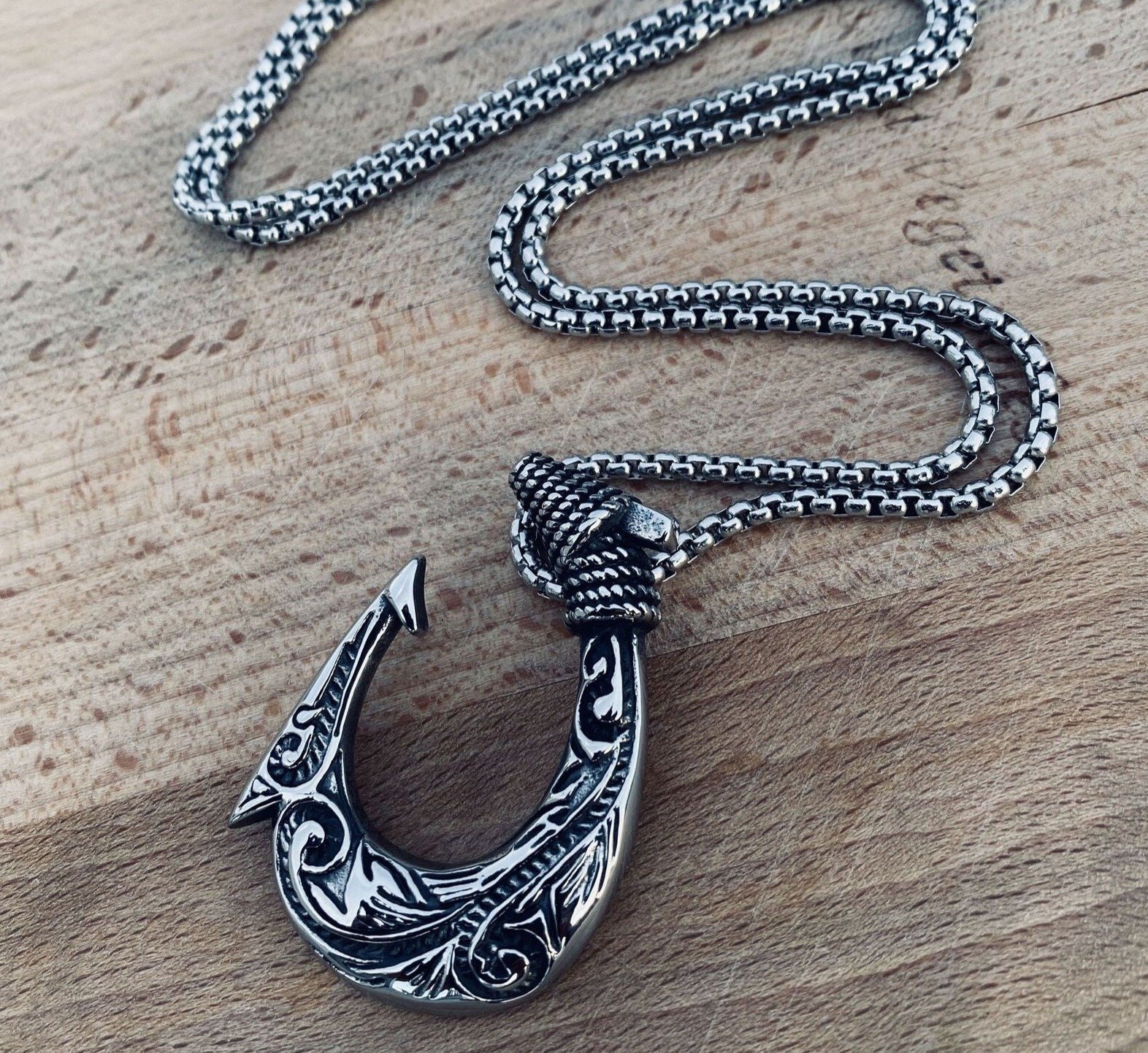 Fish Hook Necklace for Men Etsy