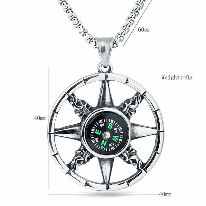 Compass Necklace for Men Genuine Stainless Steel Etsy.de