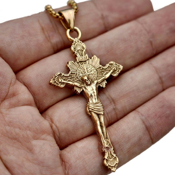 Handmade Antique Benedict Medal Cross Gold Cross Charm Set Of 20 In Silver,  Gold, And Black Crucifix Pendants For Catholic Jewelry Making From Uxkst,  $29.99