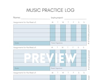 assignment deadline tracker Music Practice Tracker | Music Practice Log | Printable Practice Tracker | Music Practice Record | Printable Music Assignment Sheet