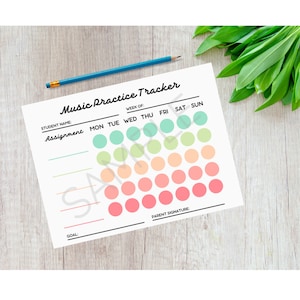 Music Practice Tracker, Music Practice Log, Printable Practice Tracker, Music Practice Record, Music Assignment Sheet, Music Teacher Tools