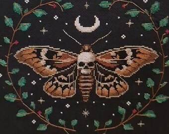 Death’s-Head Moth Cross Stitch Pattern - Cottagecore, Mystic Nature Decor, Gothic Insect (PDF Instant Download)