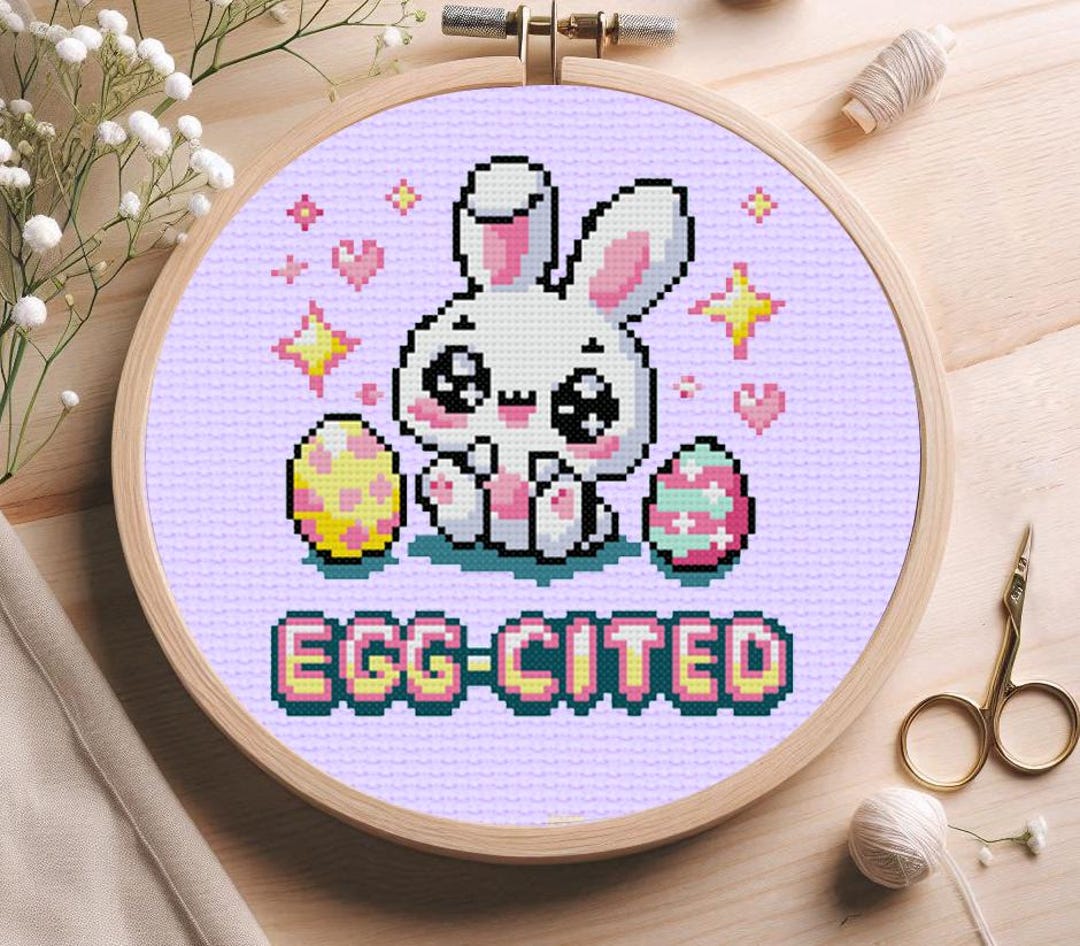Egg-cited - Cross Stitch Pattern | PDF Download | Easter | Bunny Easter ...