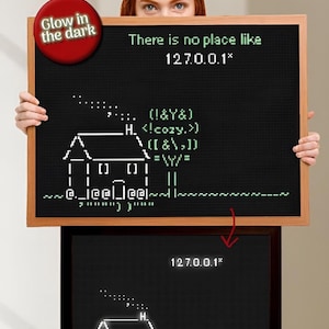 Nerdy Cross Stitch Pattern, Programmer Developer Glow in Dark Design - PDF Instant Download