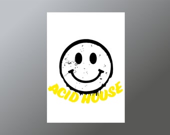 Acid House Smiley Face Print