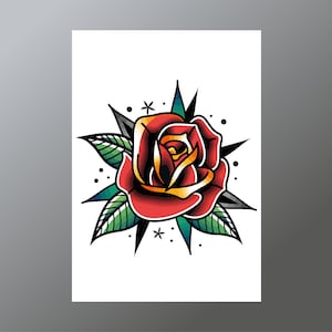 Traditional Rose Tattoo Art Print