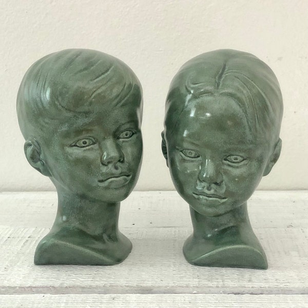 Vintage Holland Mold Boy and Girl Ceramic Busts