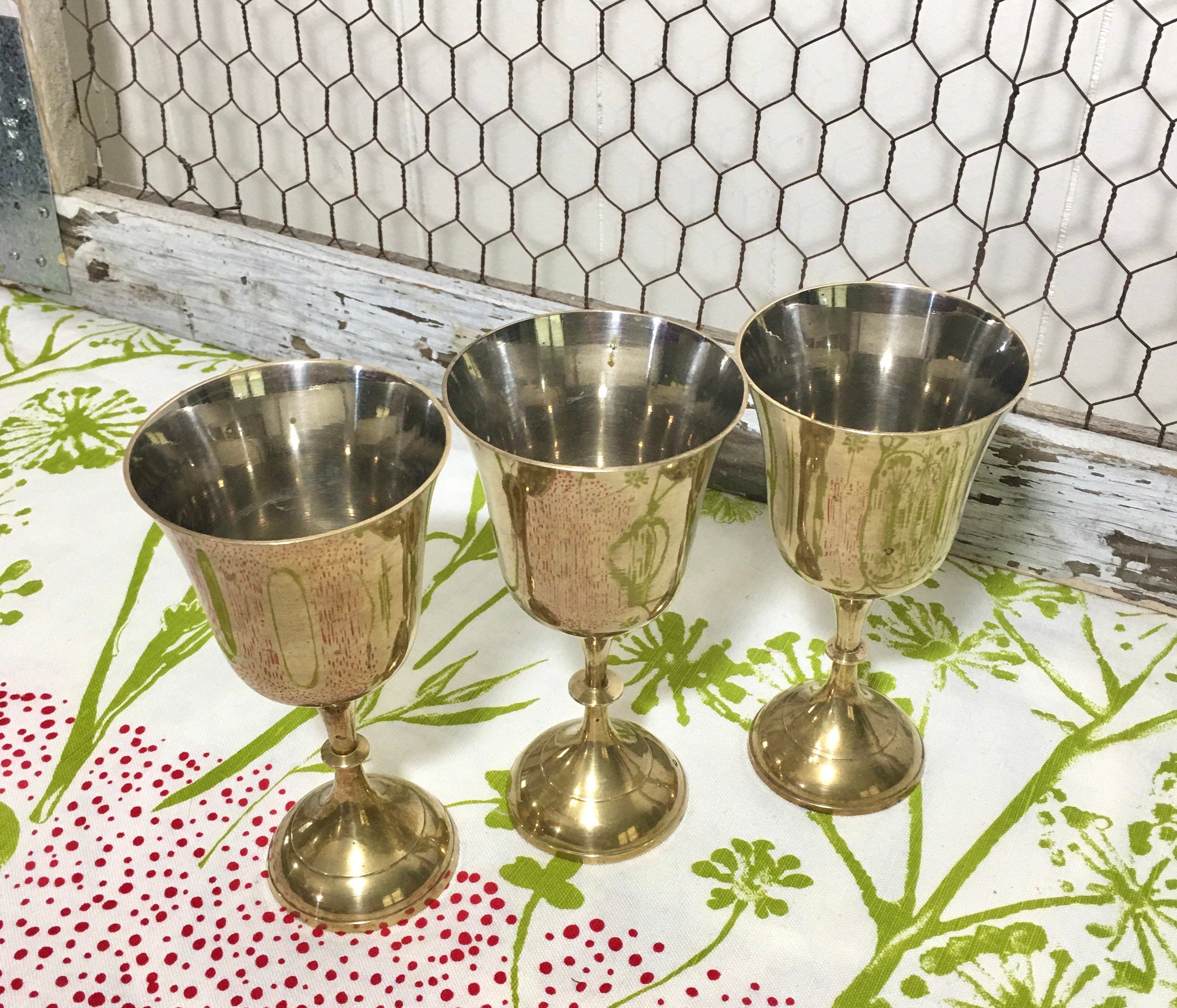 Vintage Brass and Silver Plate Goblets Etsy