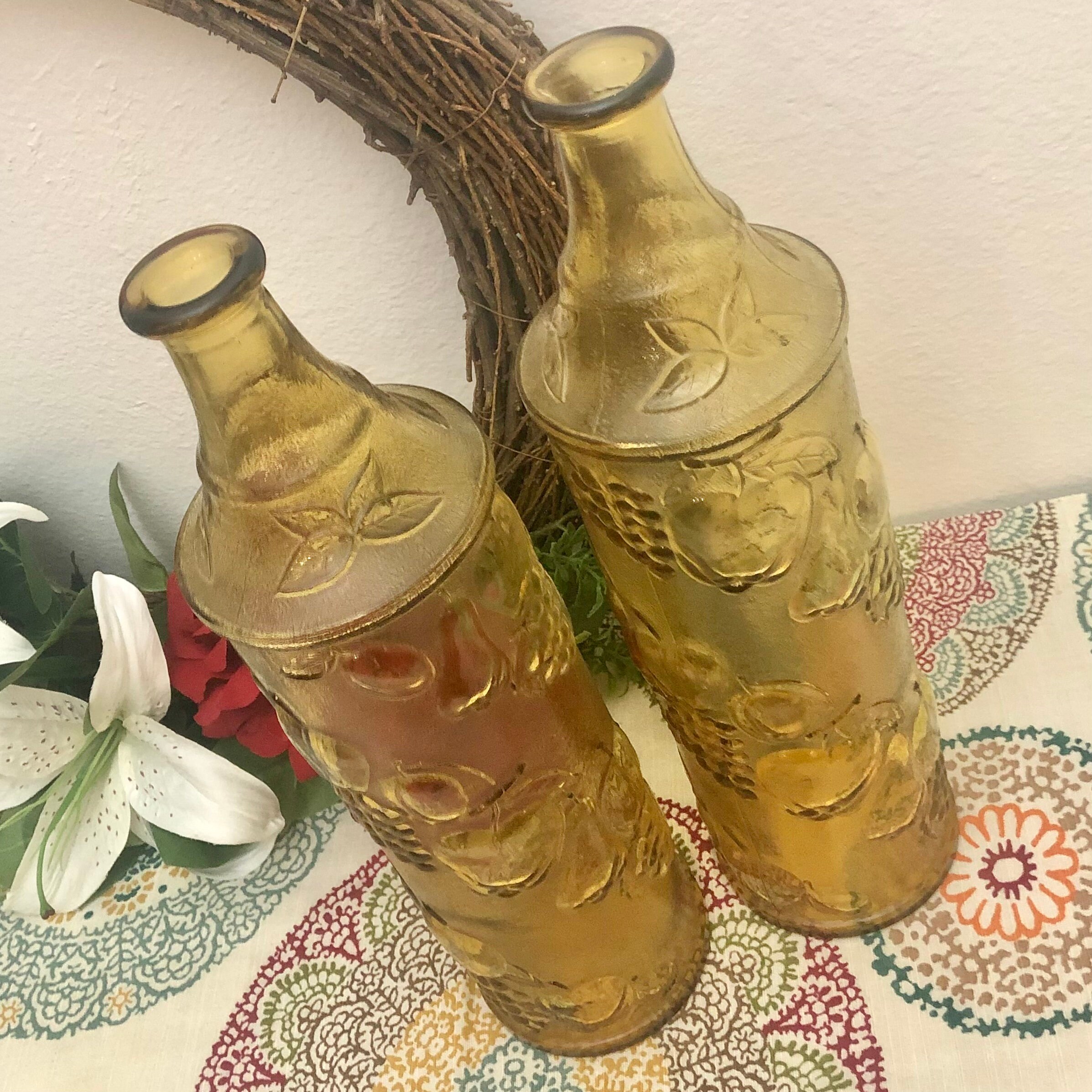Vintage Embossed Italian Glass Bottles Etsy