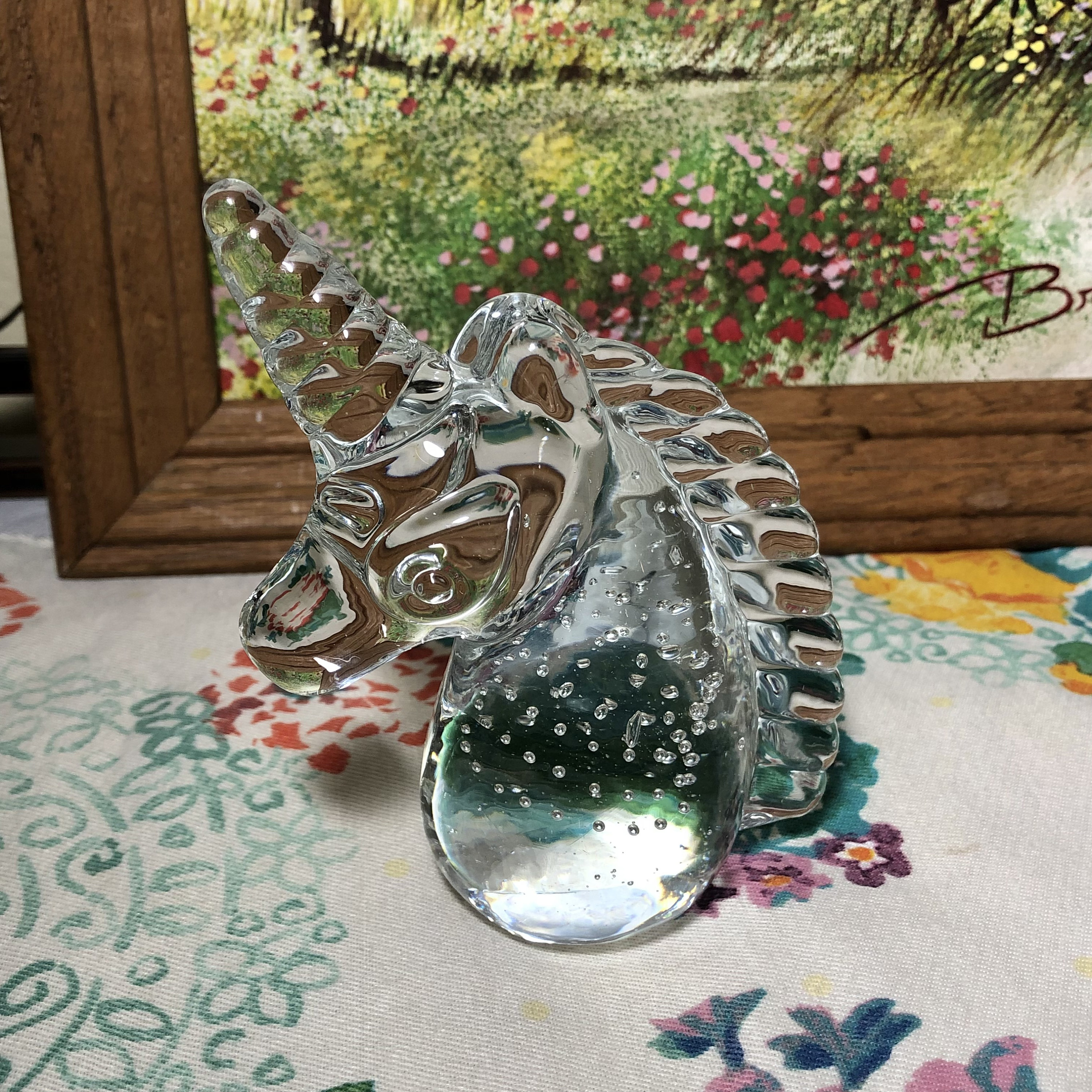 Glass Unicorn Paperweight With Controlled Bubbles Etsy