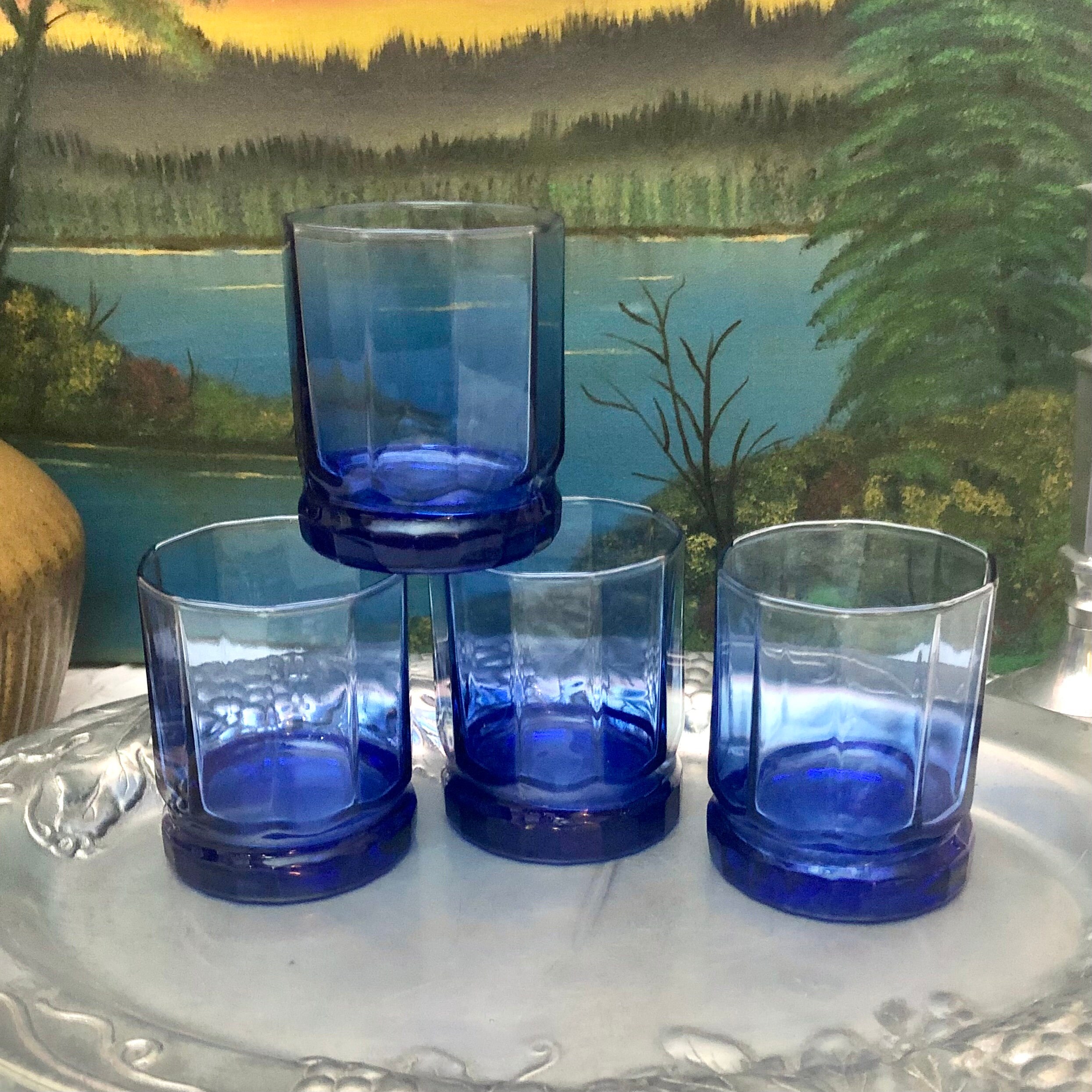 Vintage Anchor Hocking Essex Cobalt Blue Low Ball Glasses Etsy