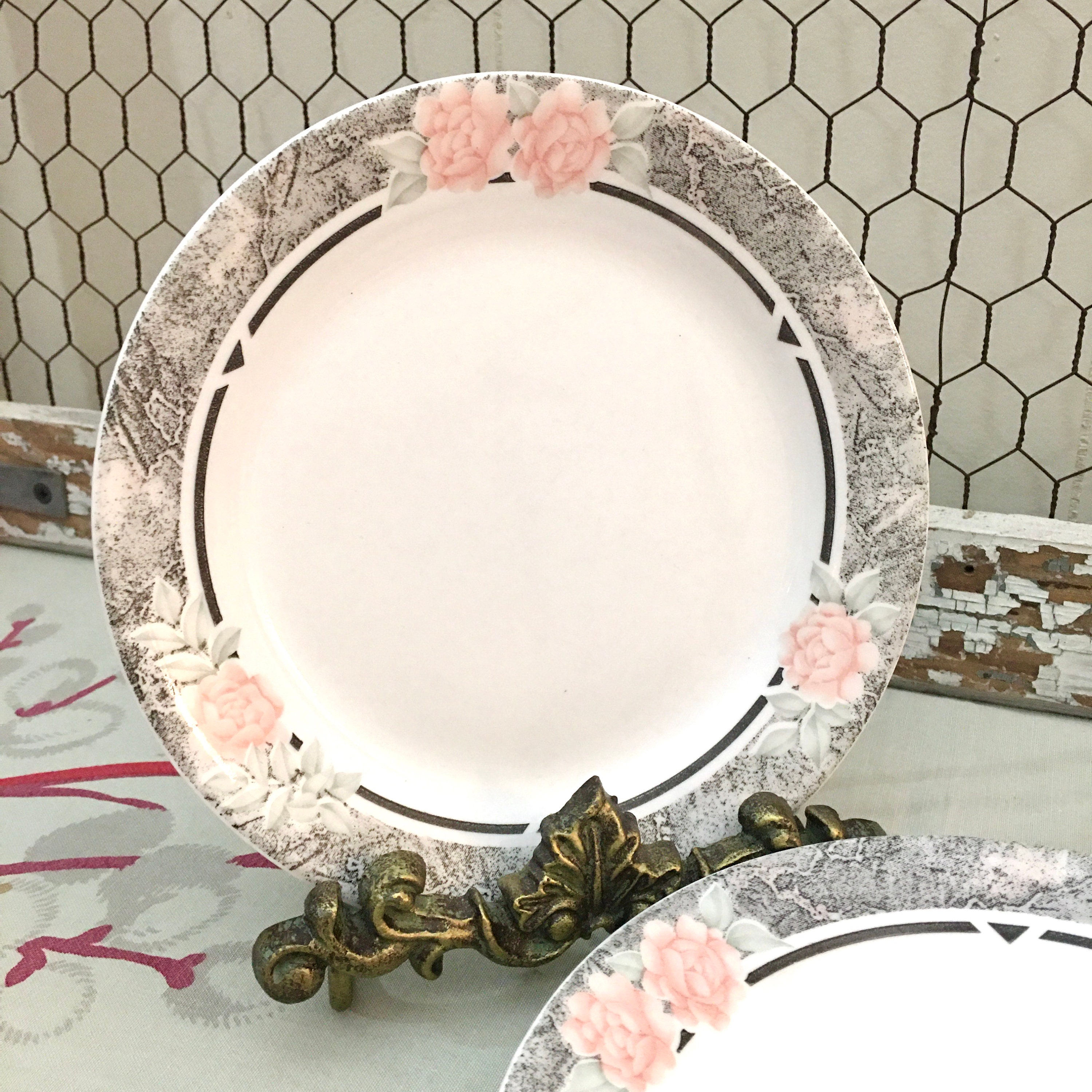Corelle Silk and Roses Salad Plates Set Etsy UK