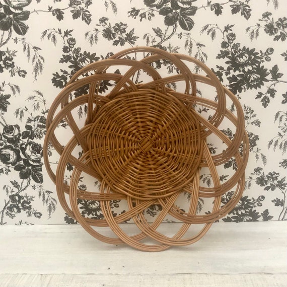 Vintage Round Open Weave Basket Etsy