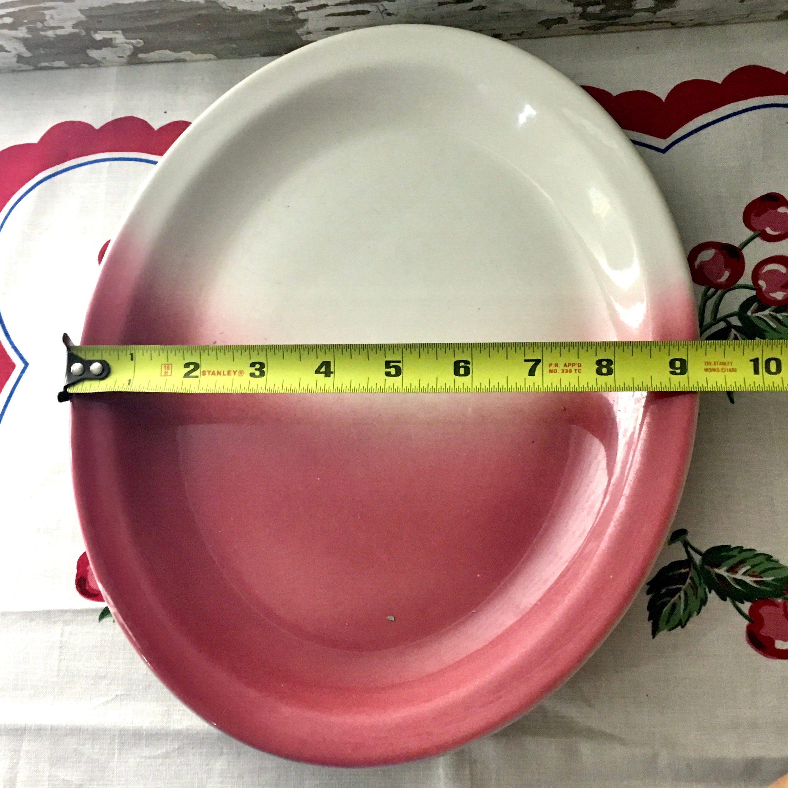 Vintage Sterling Vitrified China Oval Platter Red Fade to Etsy