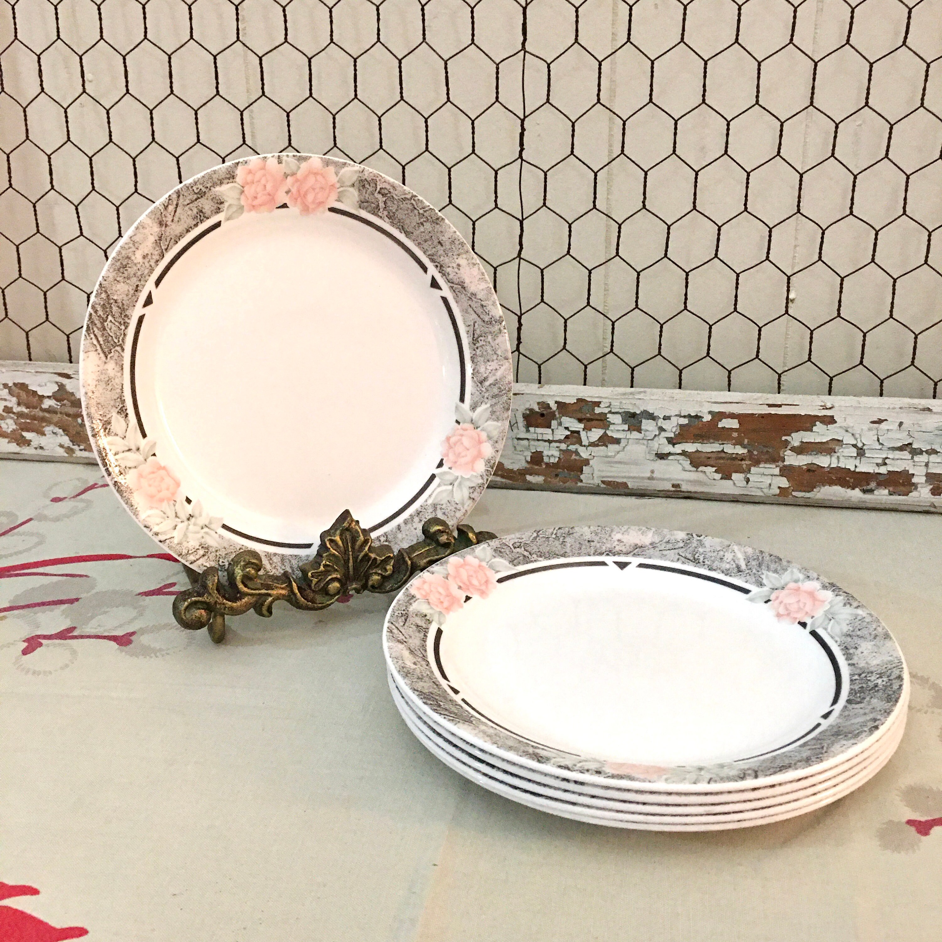 Corelle Silk and Roses Salad Plates Set Etsy UK