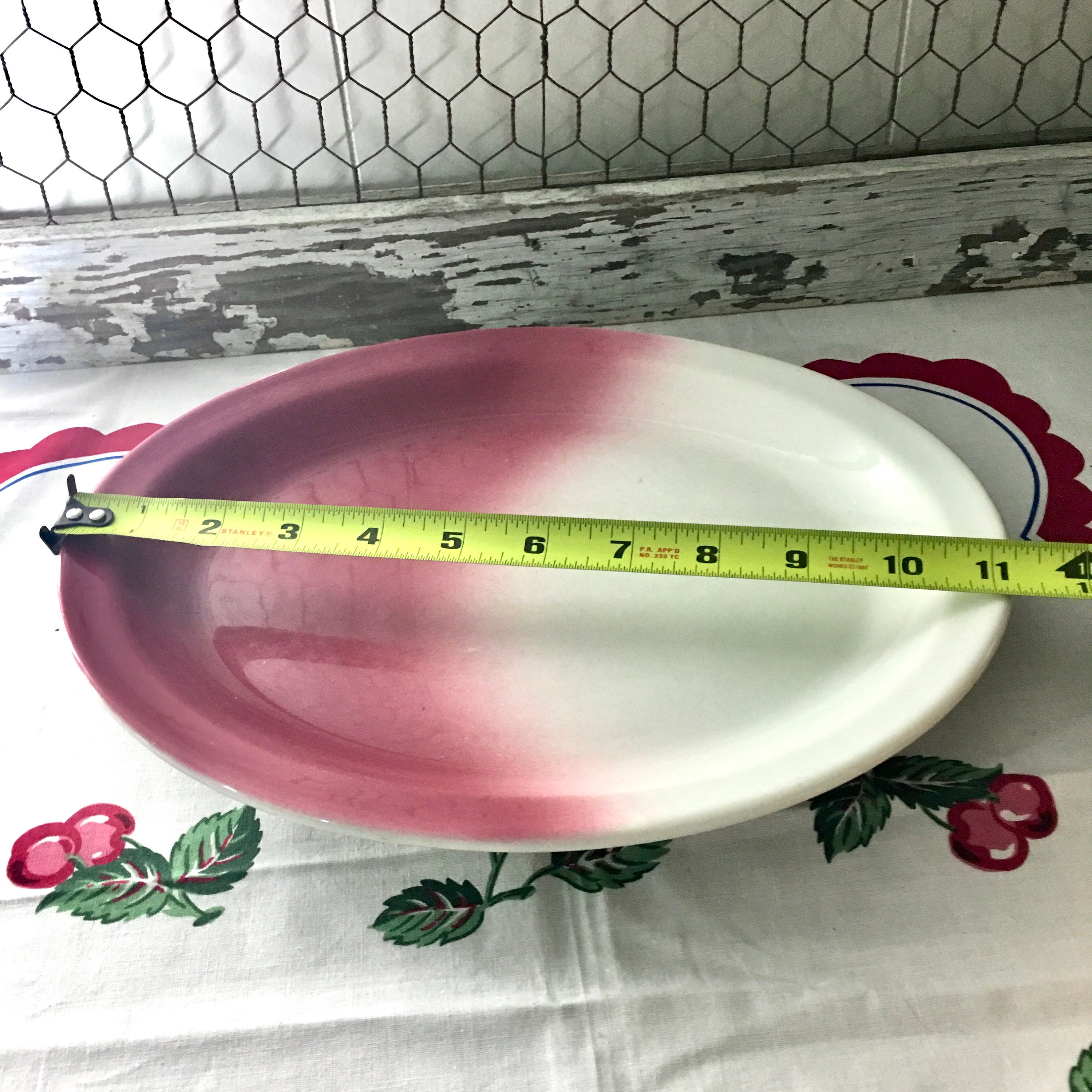 Vintage Sterling Vitrified China Oval Platter Red Fade to - Etsy