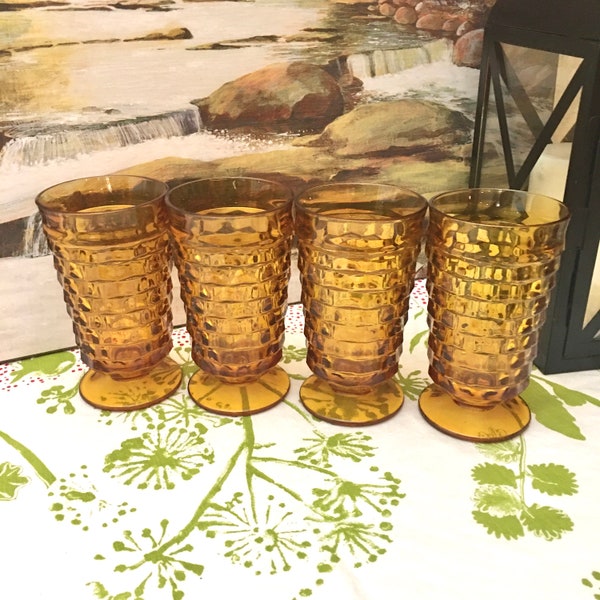 Vintage Indiana Glass Whitehall Amber Tumblers