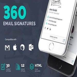 360 clickable email signature bundle | clickable email signature template | html email signature template | Gmail email signature template