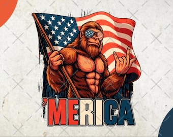 Bigfoot América png / Bigfoot Roca en la bandera / Bigfoot América png / 4 de julio png / 4 de julio camiseta png / Bigfoot patriótico png