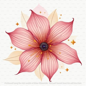 10 Abstract Flower Clipart PNG | Pink & Gold Watercolor Flowers | Printable Floral Art for Paper Crafts, Invitations and Digital Downloads