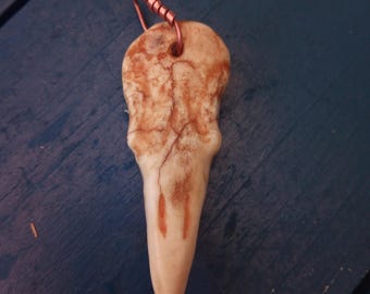 Caveira de pássaro feita de osso de alce, pingente de colar com caveira