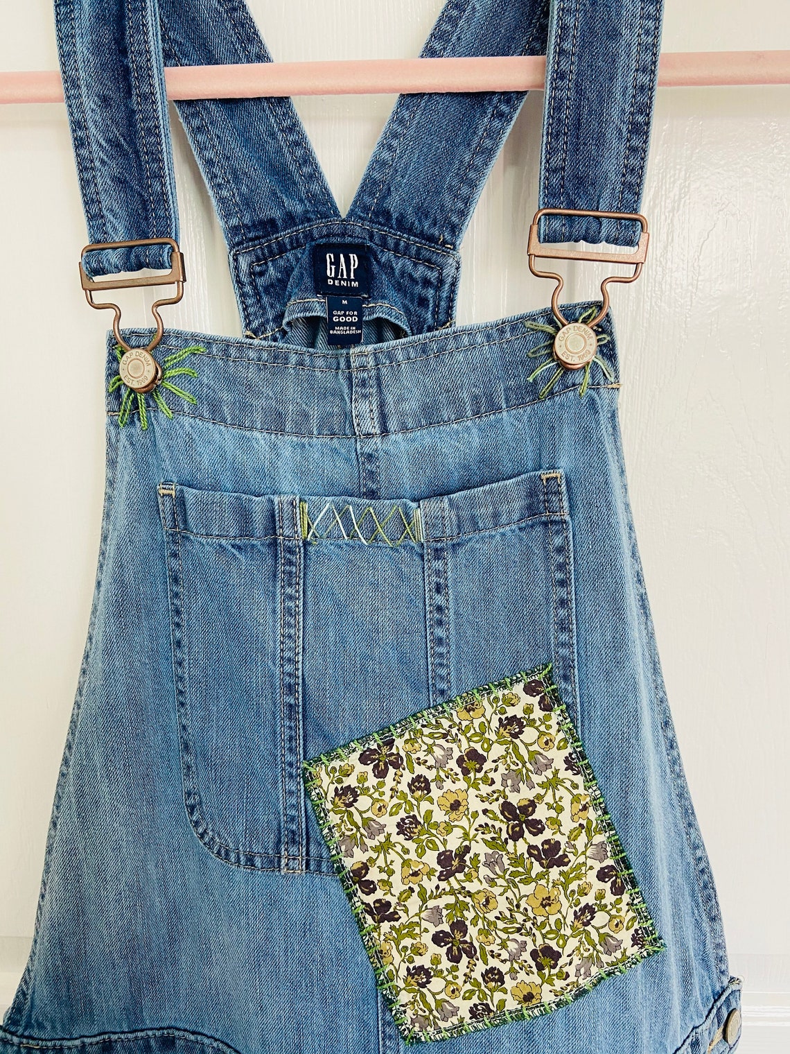 Denim Overalls With Embroidery Handmade Patches. Etsy