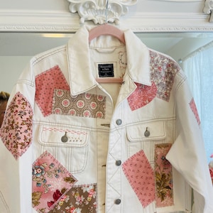 Denim jean jacket, crop style with patches and embroidery