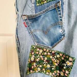 Denim Overalls With Embroidery Handmade Patches. - Etsy