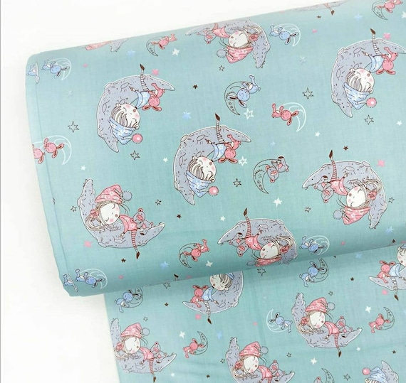 BABY FABRIC 100 Cotton fabric by the yard Moon fabric Nursery Etsy