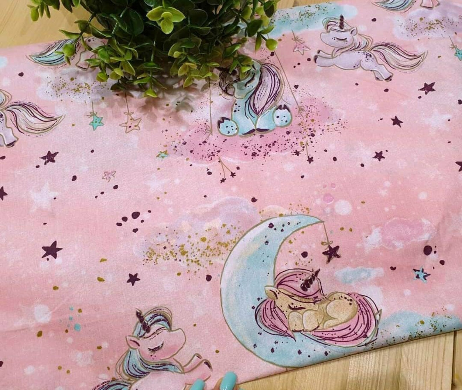 UNICORN FABRIC Unicorn print cotton fabric by the yard Baby | Etsy