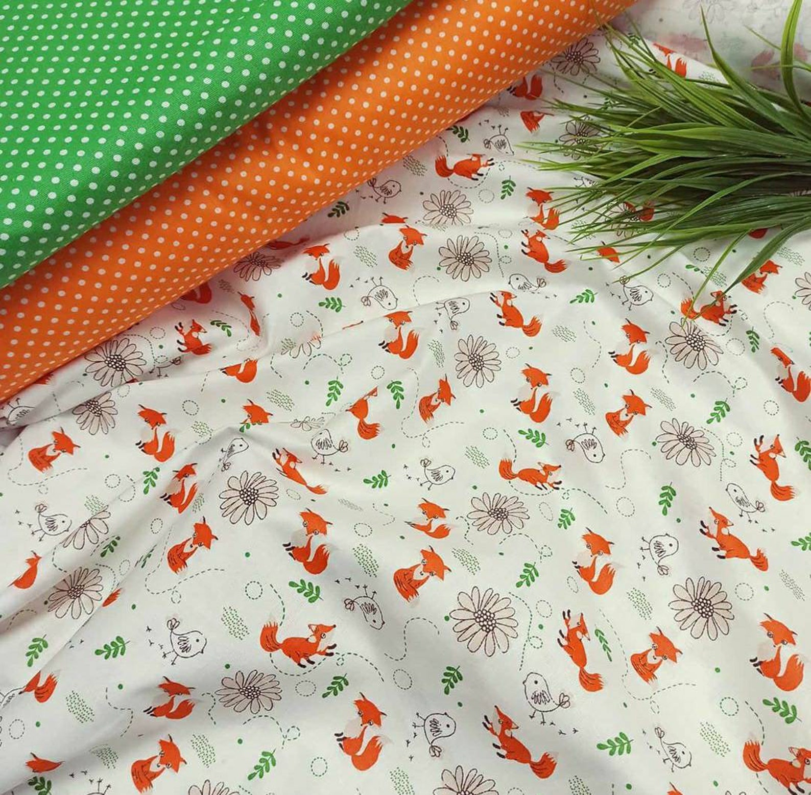 COTTON FABRIC by the yard Fox fabric Fox print Baby quilt Etsy