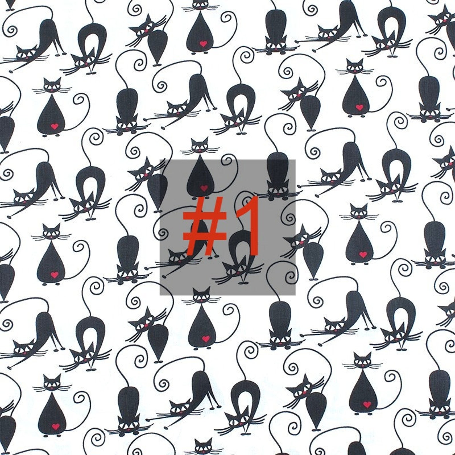 BLACK CAT fabric Cotton fabric by the yard Halloween fabric Etsy