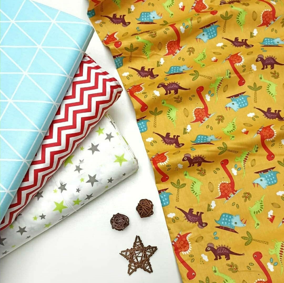 COTTON FABRIC by the yard Dinosaur fabric by the yard Dinosaur Etsy