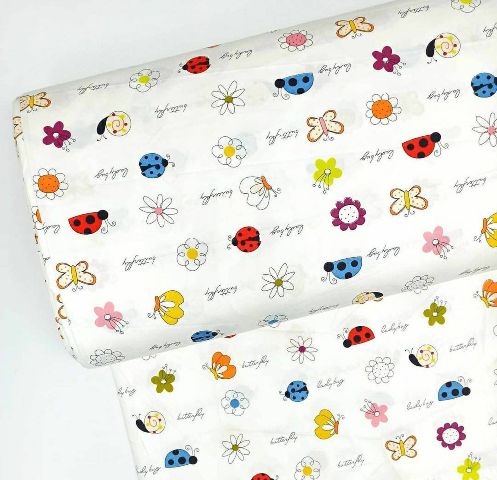Ladybug Fabric Cotton Fabric by the Yard Flower Fabric Floral Etsy