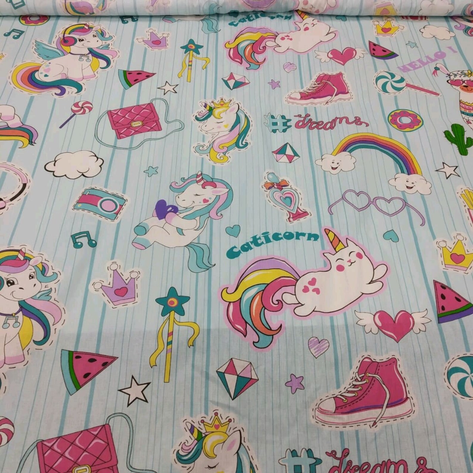 UNICORN FABRIC Unicorn print cotton fabric by the yard Baby | Etsy